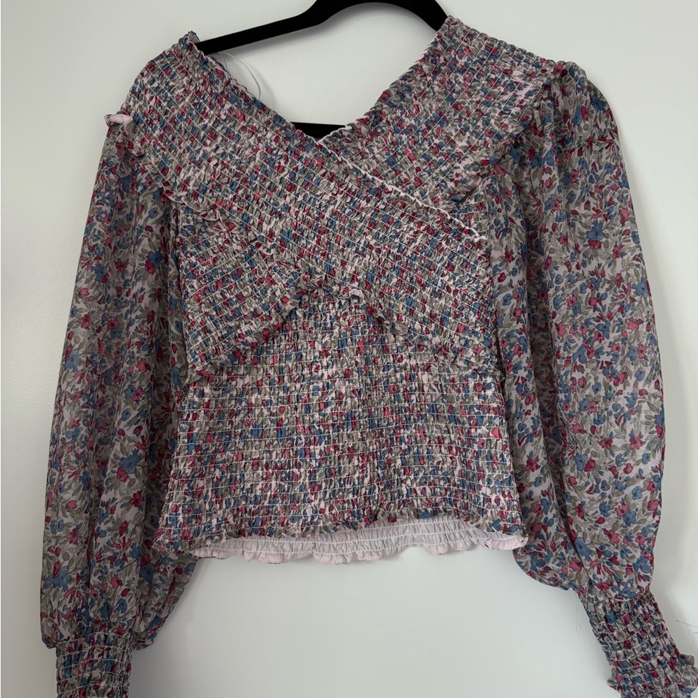 BB Dakota Multicolor Floral Smocked Blouse